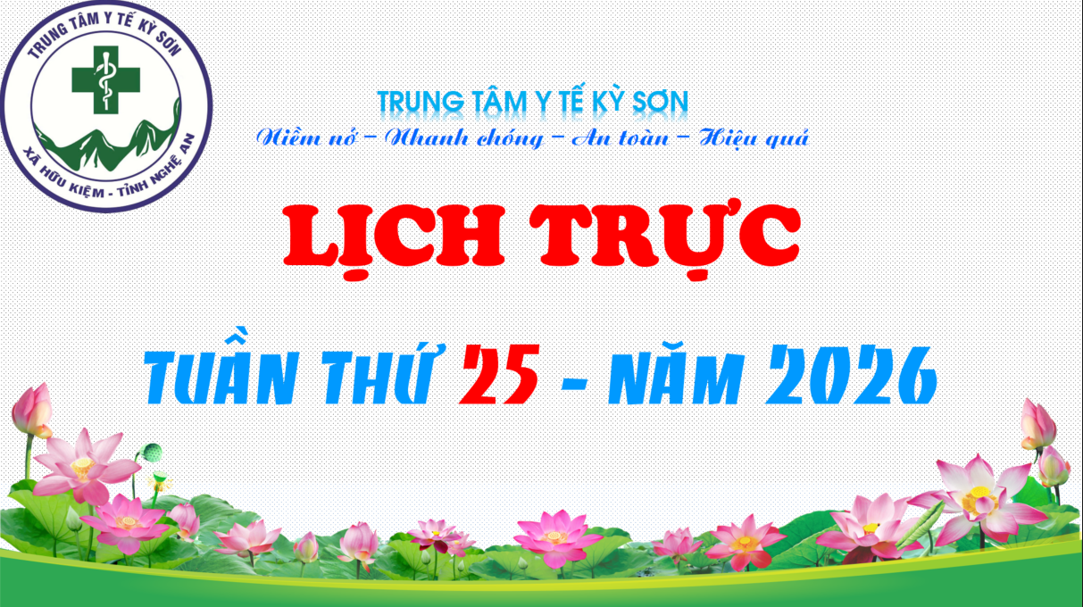 LỊCH TRỰC TOÀN VIỆN TUẦN THỨ 25 NĂM 2026