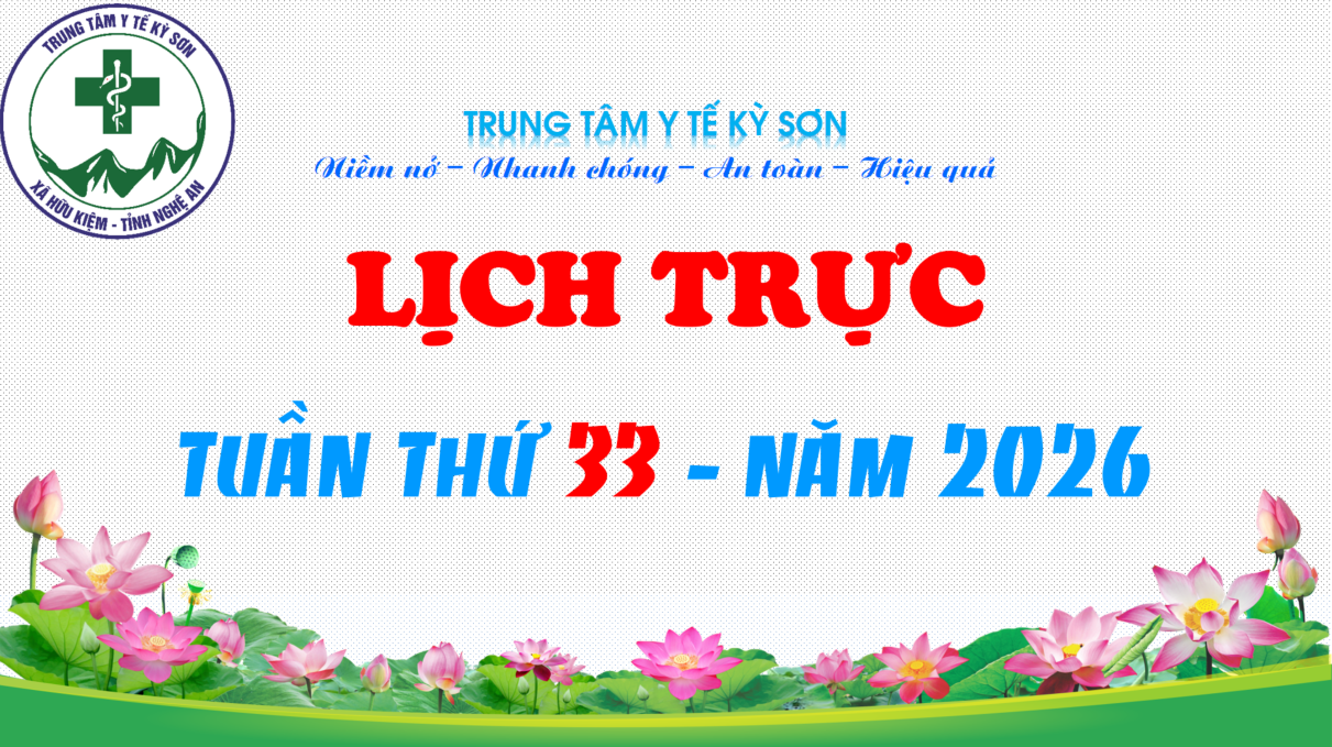 LỊCH TRỰC TOÀN VIỆN TUẦN THỨ 33 NĂM 2026