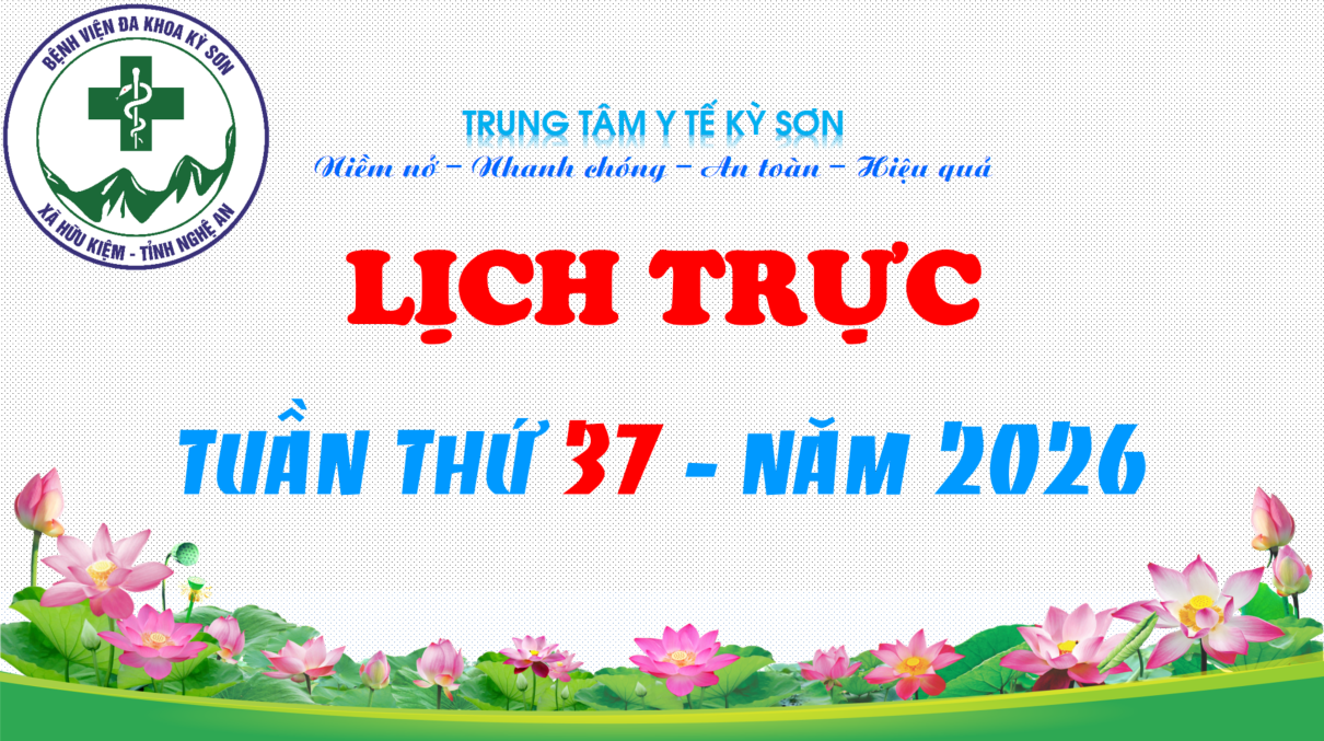 LỊCH TRỰC TOÀN VIỆN TUẦN THỨ 37 NĂM 2026