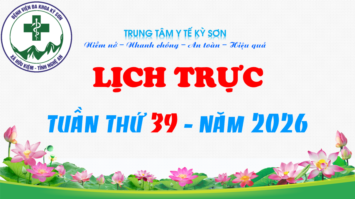 LỊCH TRỰC TOÀN VIỆN TUẦN THỨ 39 NĂM 2026